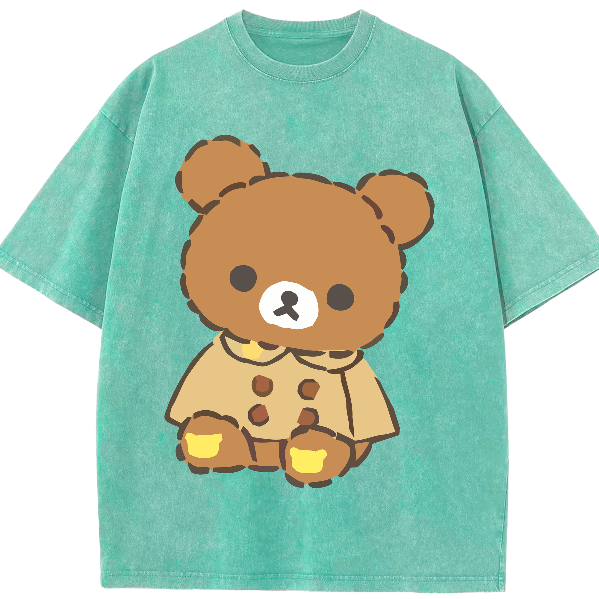 （画像用） リラックマ リラックマ キイロイトリ Rilakkuma Korilakkuma Kiiroitori 綿100% ヴィンテージ風 半袖Tシャツ（フロントプリント）